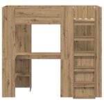 vidaXL Rám poschodovej postele so stolom Remeselný dub 75 x 190 cm – Obrázok 5