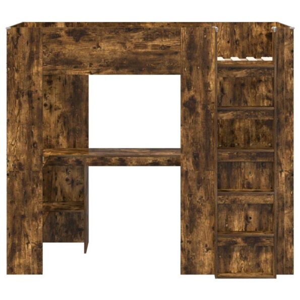 vidaXL Rám poschodovej postele so stolom Dymová dub 100 x 200 cm – Obrázok 5