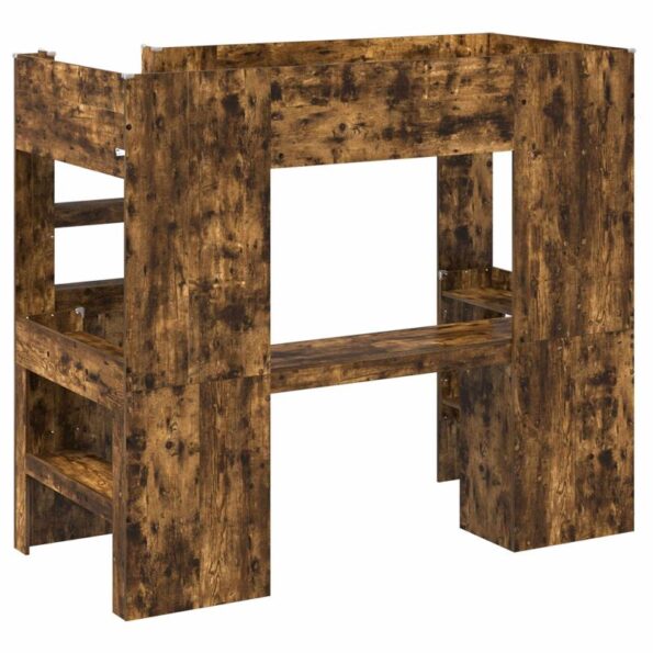 vidaXL Rám poschodovej postele so stolom Dymová dub 100 x 200 cm – Obrázok 7