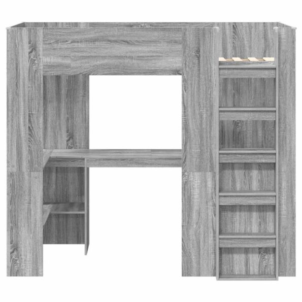 vidaXL Rám poschodovej postele so stolom Sivý Sonoma 90 x 190 cm – Obrázok 5