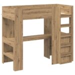 vidaXL Rám poschodovej postele so stolom Remeselný dub 90 x 190 cm – Obrázok 4