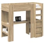 vidaXL Rám poschodovej postele so stolom Sonoma dub 80 x 200 cm – Obrázok 2