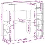 vidaXL Rám poschodovej postele so stolom Dymová dub 80 x 200 cm – Obrázok 10