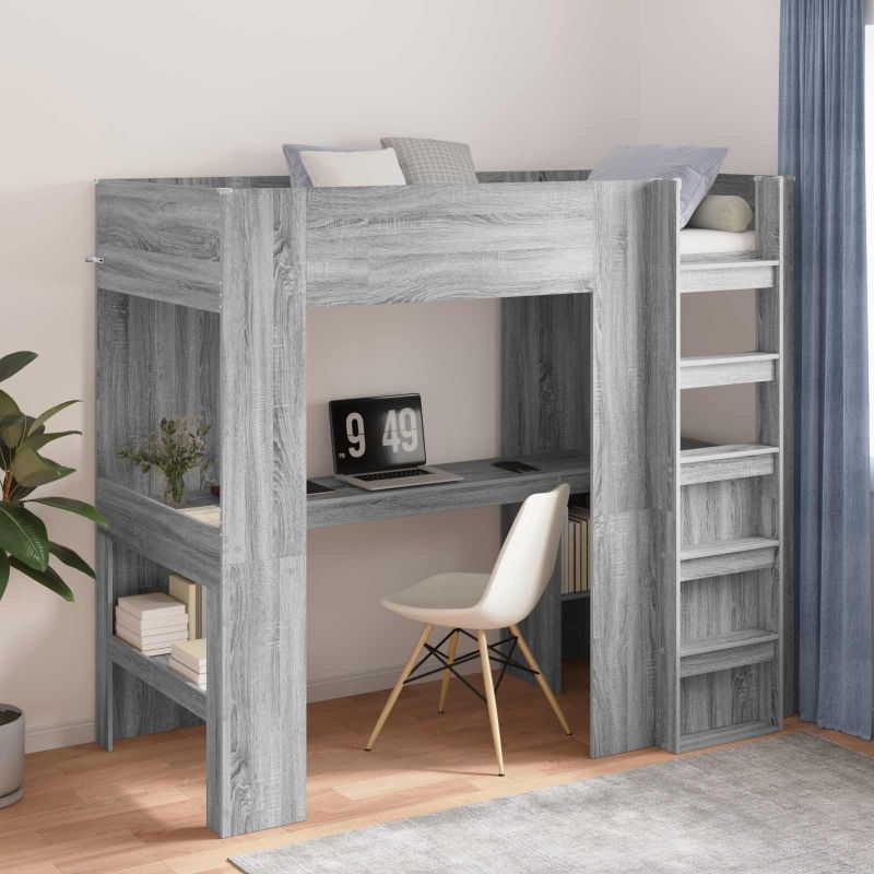 3410448_1.jpg vidaXL Rám poschodovej postele so stolom Sivý Sonoma 80 x 200 cm – Obrázok 1