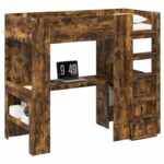 vidaXL Rám poschodovej postele so stolom Dymová dub 90 x 200 cm – Obrázok 2