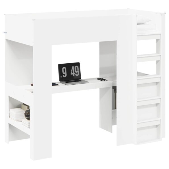 vidaXL Rám poschodovej postele so stolom Biela 100 x 200 cm – Obrázok 2