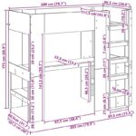 vidaXL Rám poschodovej postele so stolom s úložiskom Kompozitné drevo – Obrázok 10