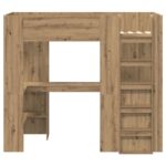 vidaXL Rám poschodovej postele so stolom s úložiskom Kompozitné drevo – Obrázok 5