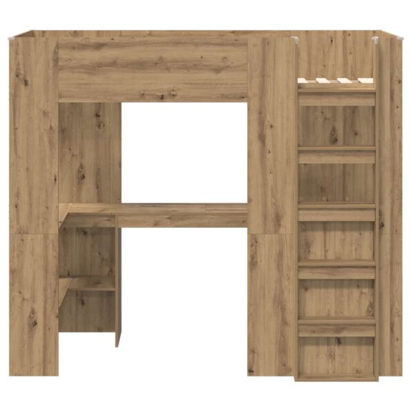 vidaXL Rám poschodovej postele so stolom s úložiskom Kompozitné drevo – Obrázok 5