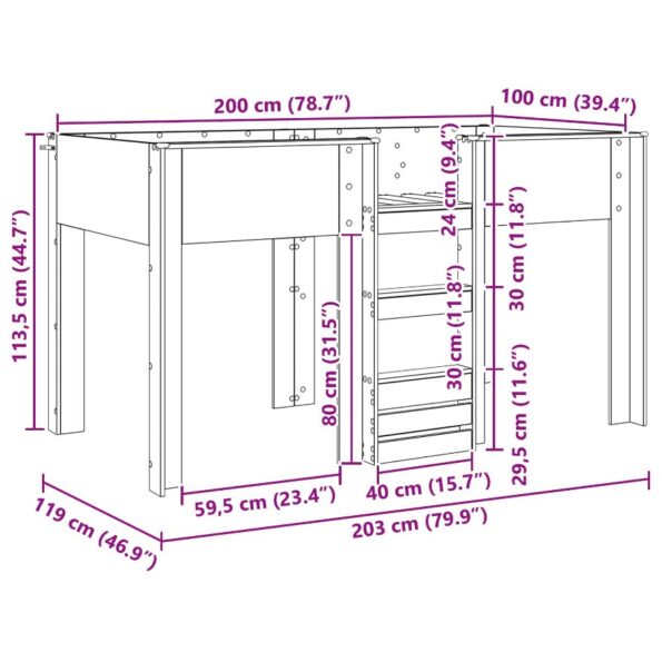 vidaXL Poschodová posteľ pre deti s matracmi Dymová dub 100 x 200 cm – Obrázok 10