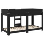 vidaXL Poschodová posteľ pre deti Čierny dub 90 x 200 cm – Obrázok 7