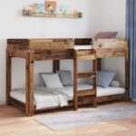 vidaXL Poschodová posteľ pre deti s matracmi Staré drevo 100 x 190 cm