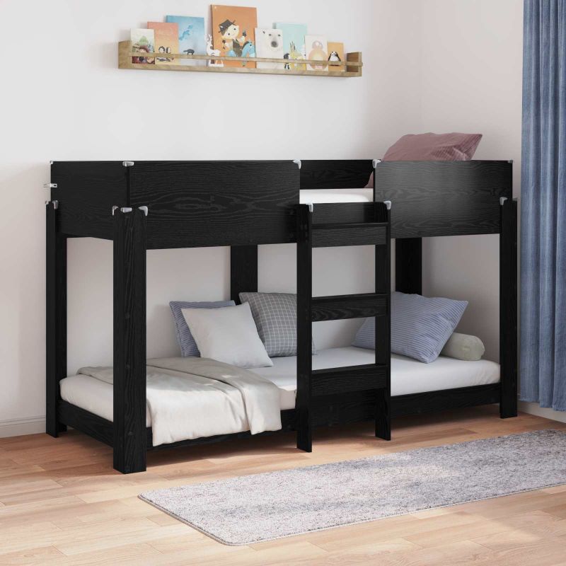 3410540_1.jpg vidaXL Poschodová posteľ pre deti Čierny dub 75 x 190 cm – Obrázok 1