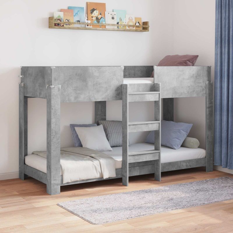 3410542_1.jpg vidaXL Poschodová posteľ pre deti Betónová šedá 75 x 190 cm – Obrázok 1