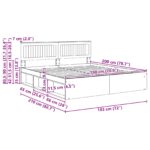 vidaXL Rám postele Dymová dub 180 x 200 cm Masívne borovicové drevo – Obrázok 13