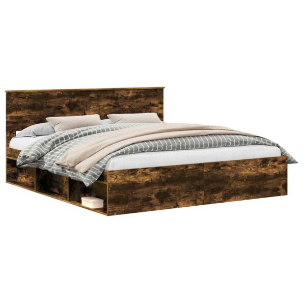 vidaXL Rám postele Dymová dub 180 x 200 cm Masívne borovicové drevo – Obrázok 2