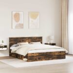 vidaXL Rám postele Dymová dub 180 x 200 cm Masívne borovicové drevo – Obrázok 3