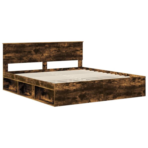 vidaXL Rám postele Dymová dub 180 x 200 cm Masívne borovicové drevo – Obrázok 4