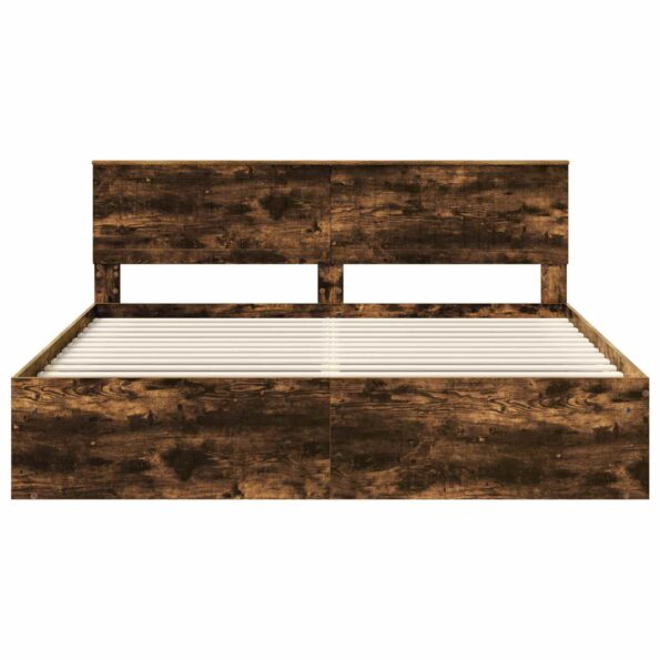 vidaXL Rám postele Dymová dub 180 x 200 cm Masívne borovicové drevo – Obrázok 7