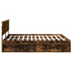 vidaXL Rám postele Dymová dub 180 x 200 cm Masívne borovicové drevo – Obrázok 8