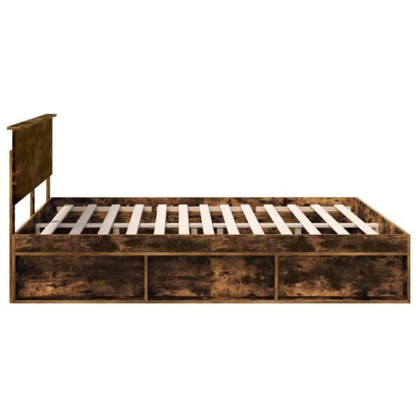 vidaXL Rám postele Dymová dub 180 x 200 cm Masívne borovicové drevo – Obrázok 8
