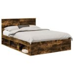 vidaXL Rám postele Dymová dub 140 x 200 cm Masívne borovicové drevo – Obrázok 2