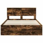 vidaXL Rám postele Dymová dub 140 x 200 cm Masívne borovicové drevo – Obrázok 7