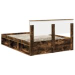 vidaXL Rám postele Dymová dub 140 x 200 cm Masívne borovicové drevo – Obrázok 9