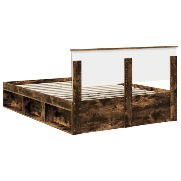 vidaXL Rám postele Dymová dub 140 x 200 cm Masívne borovicové drevo – Obrázok 9