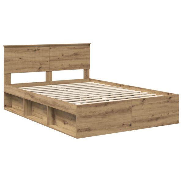 vidaXL Rám postele s čelnou doskou Remeselnícky dub 140 x 190 cm – Obrázok 4