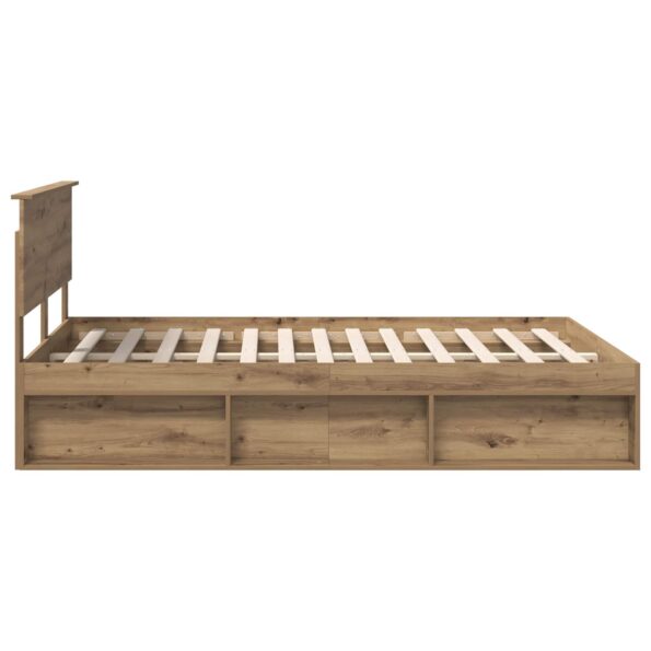 vidaXL Rám postele s čelnou doskou Remeselnícky dub 140 x 190 cm – Obrázok 8