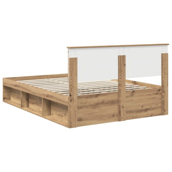 vidaXL Rám postele s čelnou doskou Remeselnícky dub 140 x 190 cm – Obrázok 9