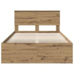 vidaXL Rám postele s čelnou doskou Remeselnícky dub 120 x 200 cm – Obrázok 7