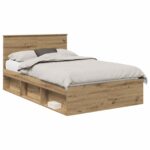 vidaXL Rám postele s čelnou doskou Remeselnícky dub 120 x 190 cm – Obrázok 2