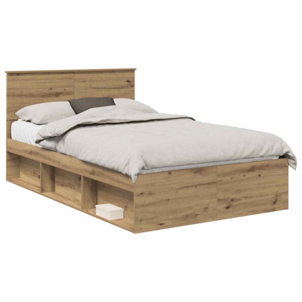 vidaXL Rám postele s čelnou doskou Remeselnícky dub 120 x 190 cm – Obrázok 2