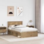 vidaXL Rám postele s čelnou doskou Remeselnícky dub 120 x 190 cm – Obrázok 3