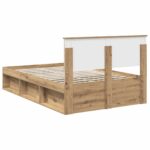 vidaXL Rám postele s čelnou doskou Remeselnícky dub 120 x 190 cm – Obrázok 9