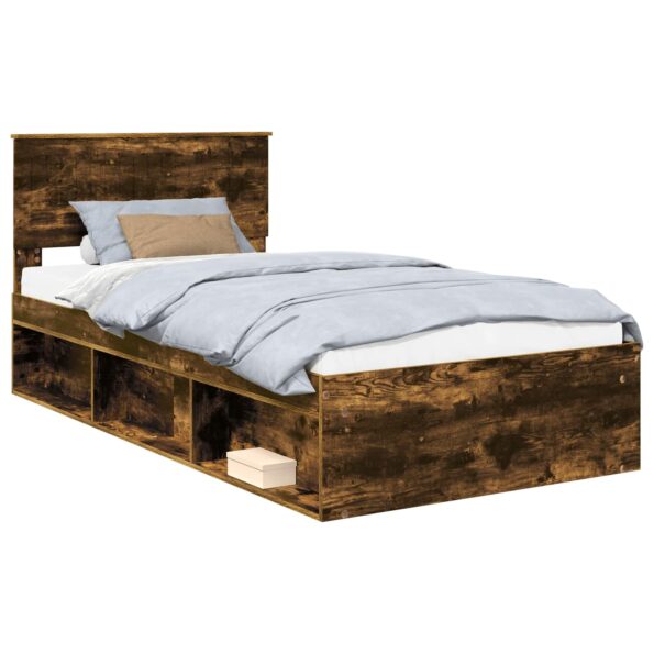 vidaXL Rám postele Dymová dub 100 x 200 cm Masívne borovicové drevo – Obrázok 2