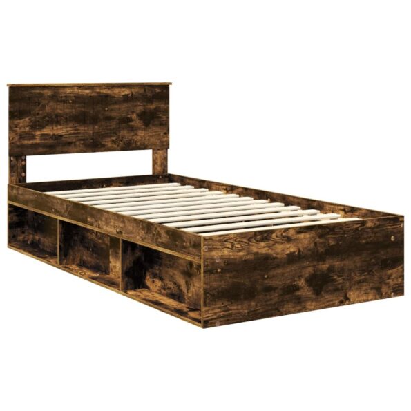 vidaXL Rám postele Dymová dub 100 x 200 cm Masívne borovicové drevo – Obrázok 4
