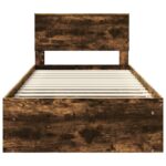 vidaXL Rám postele Dymová dub 100 x 200 cm Masívne borovicové drevo – Obrázok 7