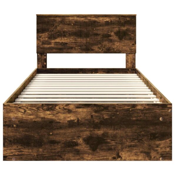 vidaXL Rám postele Dymová dub 100 x 200 cm Masívne borovicové drevo – Obrázok 7