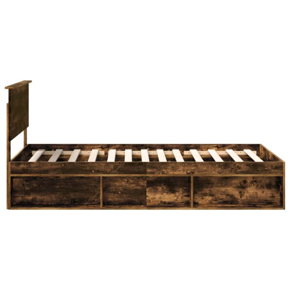 vidaXL Rám postele Dymová dub 100 x 200 cm Masívne borovicové drevo – Obrázok 8
