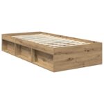 vidaXL Rám postele s čelnou doskou Remeselnícky dub 90 x 200 cm – Obrázok 5