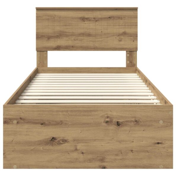 vidaXL Rám postele s čelnou doskou Remeselnícky dub 90 x 200 cm – Obrázok 7