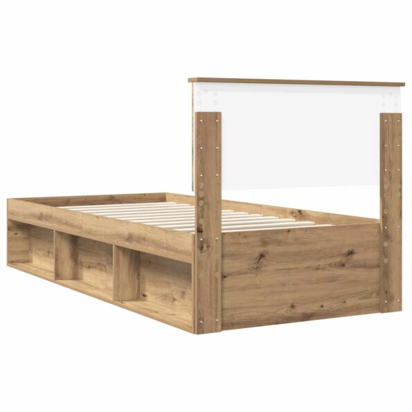 vidaXL Rám postele s čelnou doskou Remeselnícky dub 90 x 200 cm – Obrázok 9