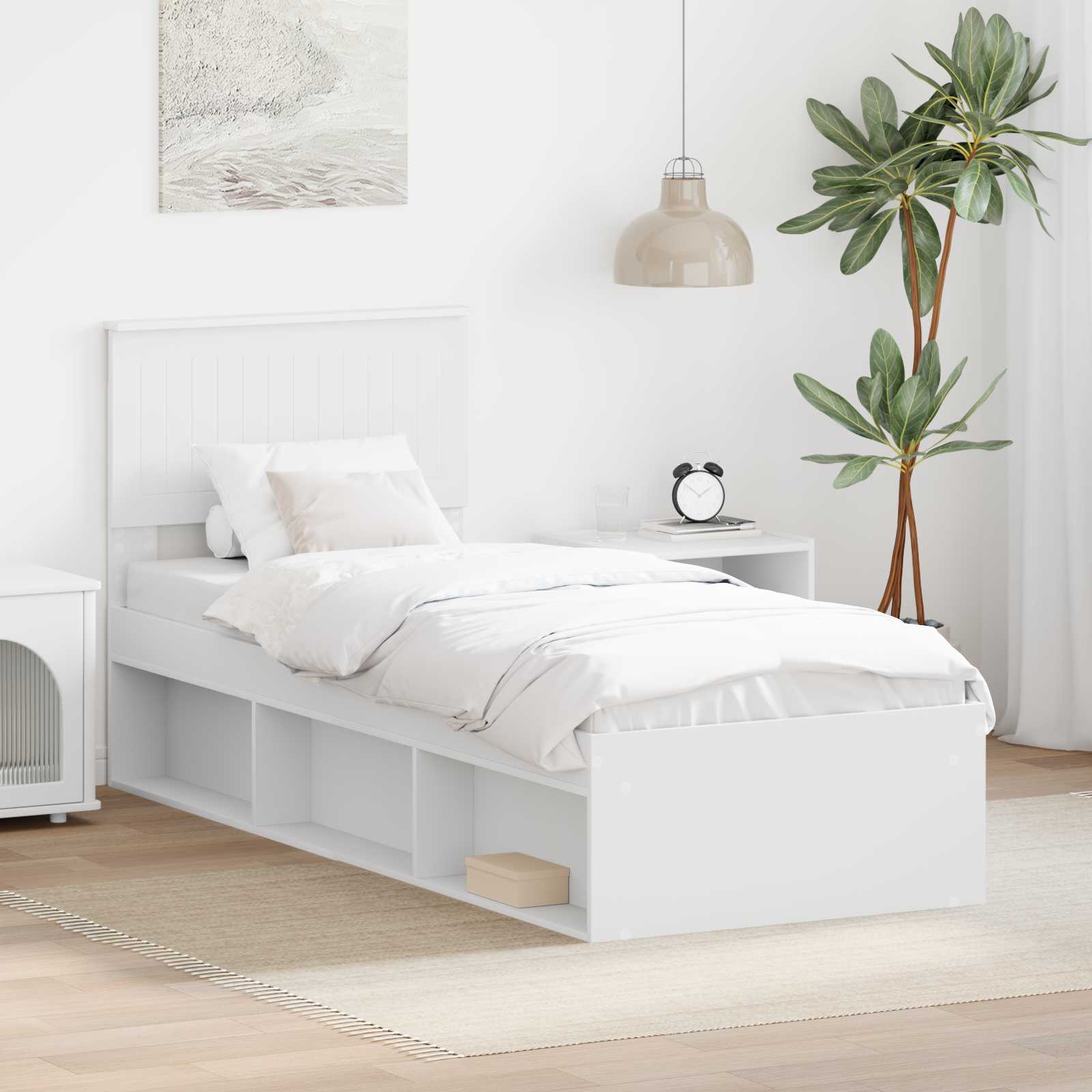 3410663_1.jpg vidaXL Rám postele Biela 75 x 190 cm Masívne borovicové drevo – Obrázok 1