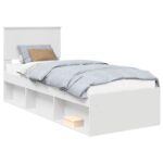 vidaXL Rám postele Biela 75 x 190 cm Masívne borovicové drevo – Obrázok 2