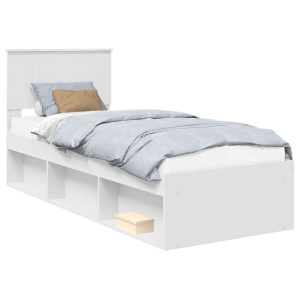 vidaXL Rám postele Biela 75 x 190 cm Masívne borovicové drevo – Obrázok 2