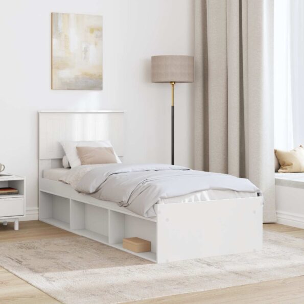vidaXL Rám postele Biela 75 x 190 cm Masívne borovicové drevo – Obrázok 3