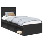 vidaXL Rám postele Čierna 75 x 190 cm Masívne borovicové drevo – Obrázok 2